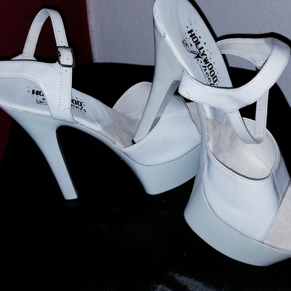 Peep Toe White Platform Heels